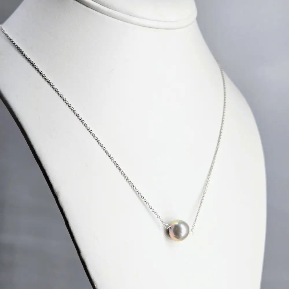 ???floating’ Pearl’ Pendant Necklace - Pearl Anti-tarnish Sterling