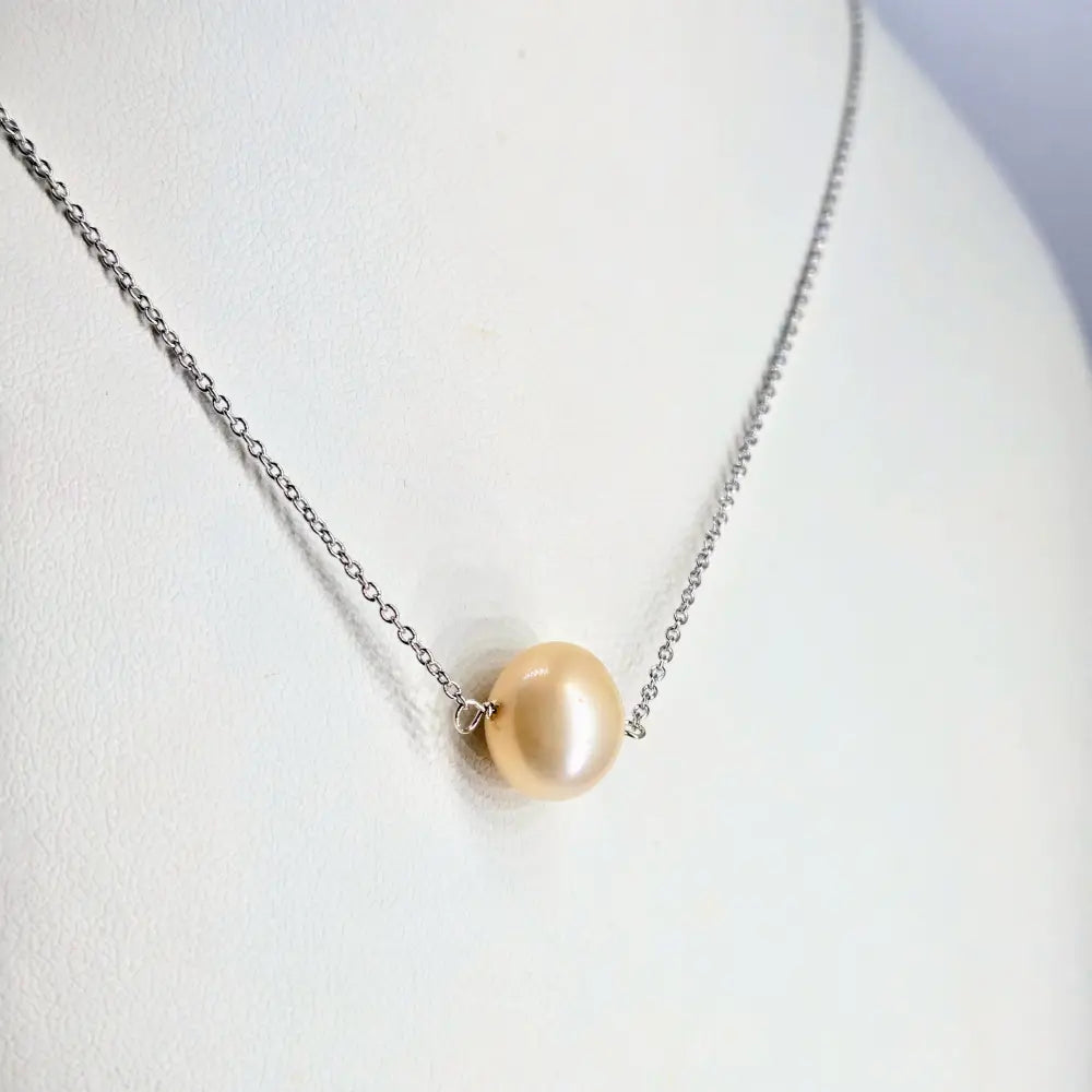 ???floating’ Pearl’ Pendant Necklace - Pearl Anti-tarnish Sterling