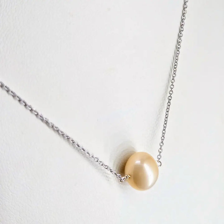 ???floating’ Pearl’ Pendant Necklace - Pearl Anti-tarnish Sterling