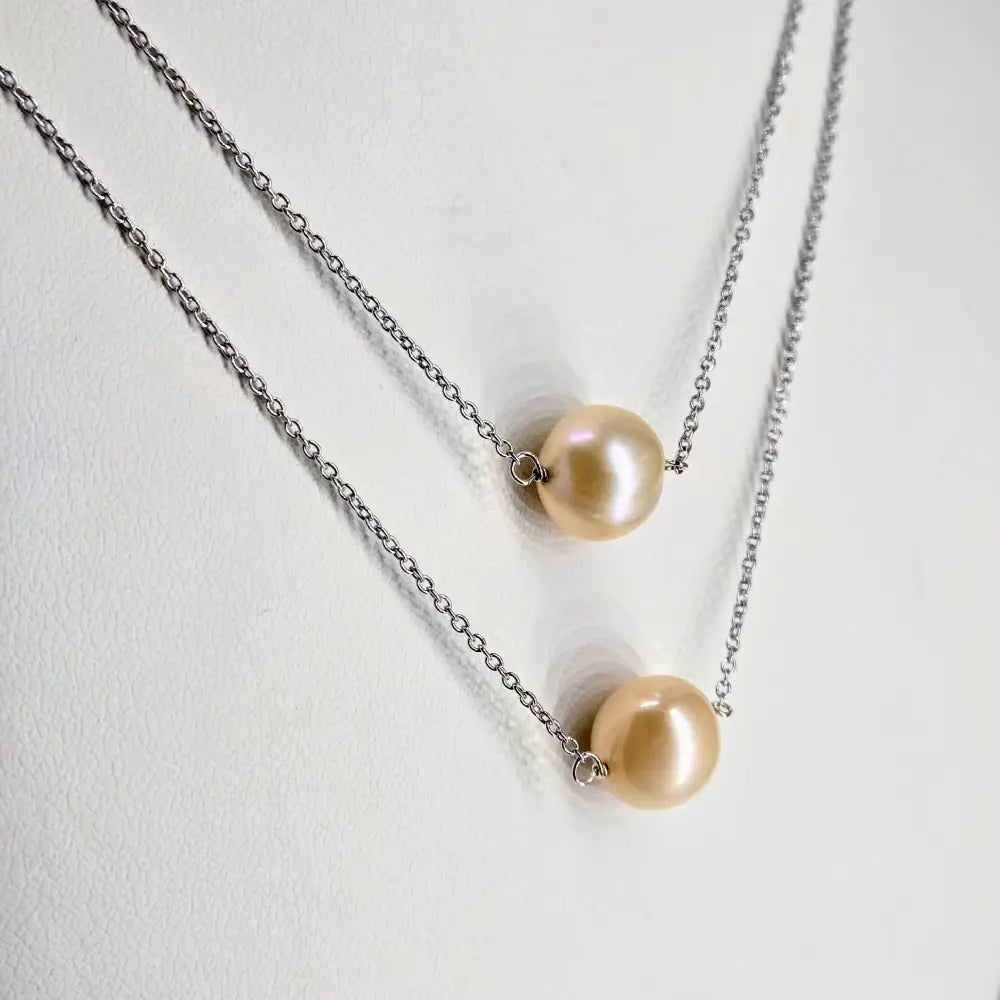 ???floating’ Pearl’ Pendant Necklace - Pearl Anti-tarnish Sterling