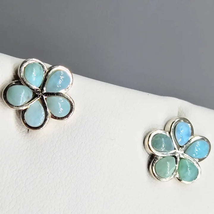 ?FRangipani Blue’ - Stud Earrings - Larimar Anti-tarnish Sterling