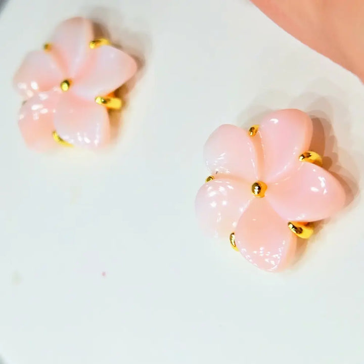 ?FRangipani Conch Flowers’.25’’ Earrings - Shell Anti-tarnish Gold Sterling