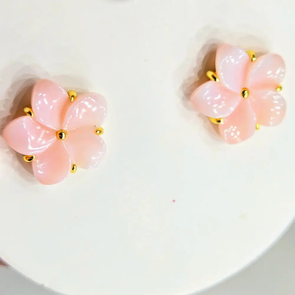 ?FRangipani Conch Flowers’.25’’ Earrings - Shell Anti-tarnish Gold Sterling