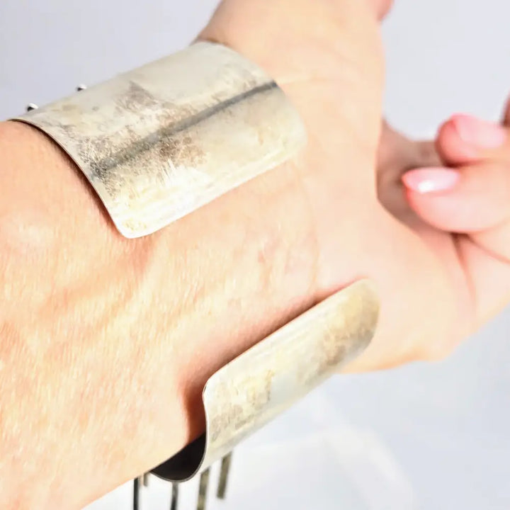 Fringe Cuff Bracelet Oxidized Sterling