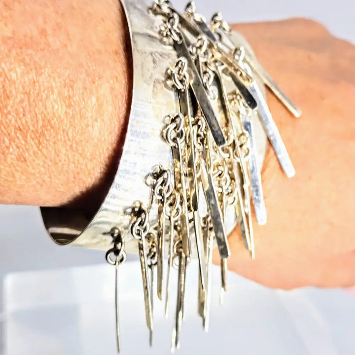 Fringe Cuff Bracelet Oxidized Sterling