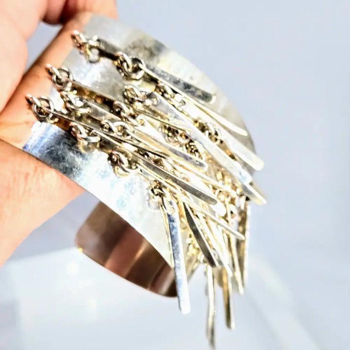 Fringe Cuff Bracelet Oxidized Sterling