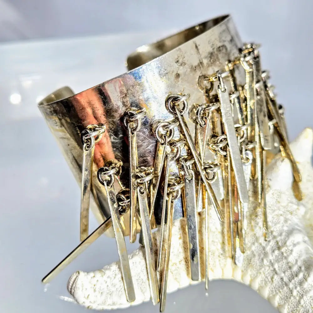 Fringe Cuff Bracelet Oxidized Sterling