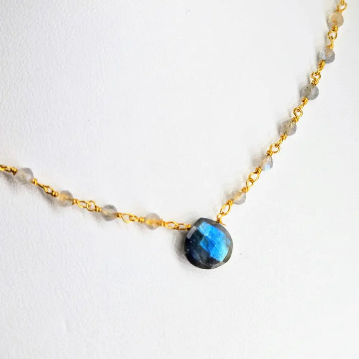 ?GEm Candies’ 16’’ - 18’’ Necklaces - Labradorite Amethyst or Garnet Gold-plated Brass - Necklace