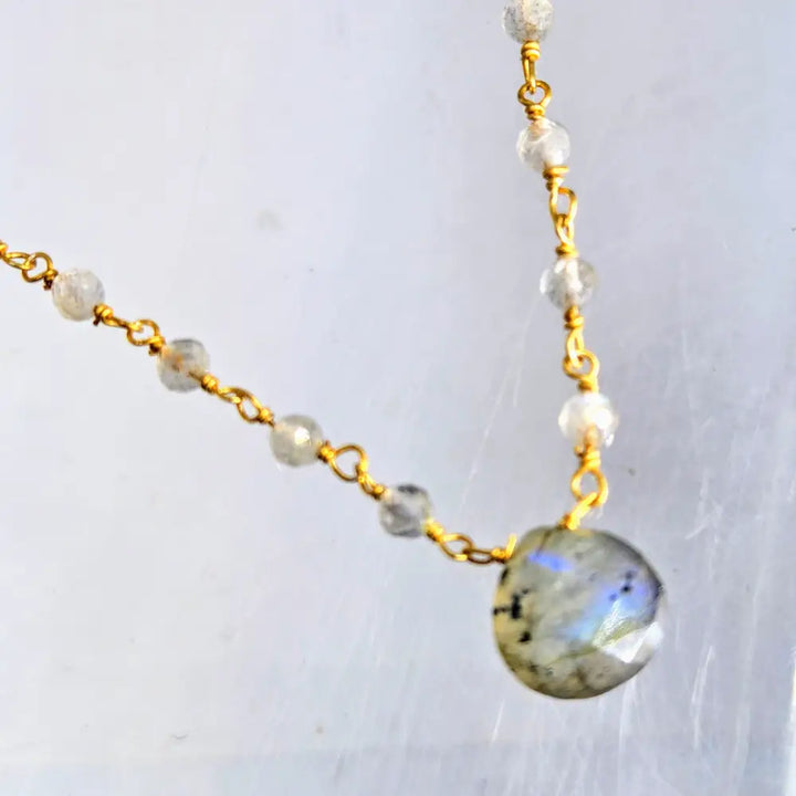 ?GEm Candies’ 16’’ - 18’’ Necklaces - Labradorite Amethyst or Garnet Gold-plated Brass - Necklace