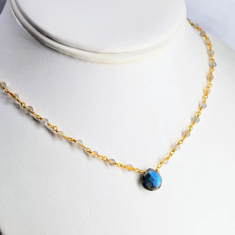 ?GEm Candies’ 16’’ - 18’’ Necklaces - Labradorite Amethyst or Garnet Gold-plated Brass - Necklace