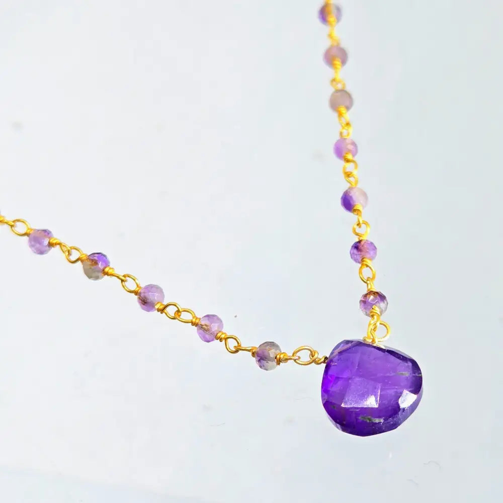 ?GEm Candies’ 16’’ - 18’’ Necklaces - Labradorite Amethyst or Garnet Gold-plated Brass - Necklace