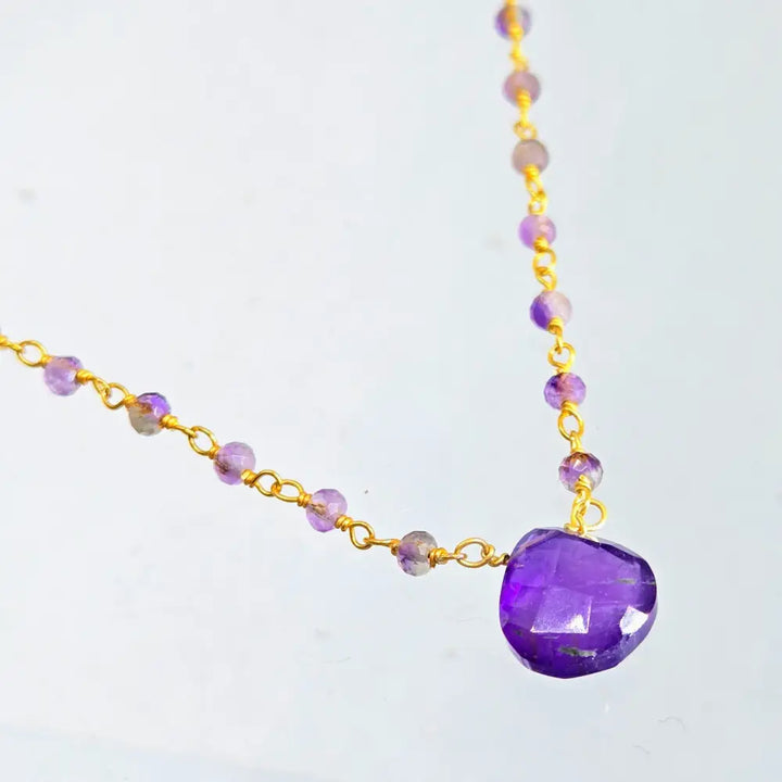 ?GEm Candies’ 16’’ - 18’’ Necklaces - Labradorite Amethyst or Garnet Gold-plated Brass - Necklace