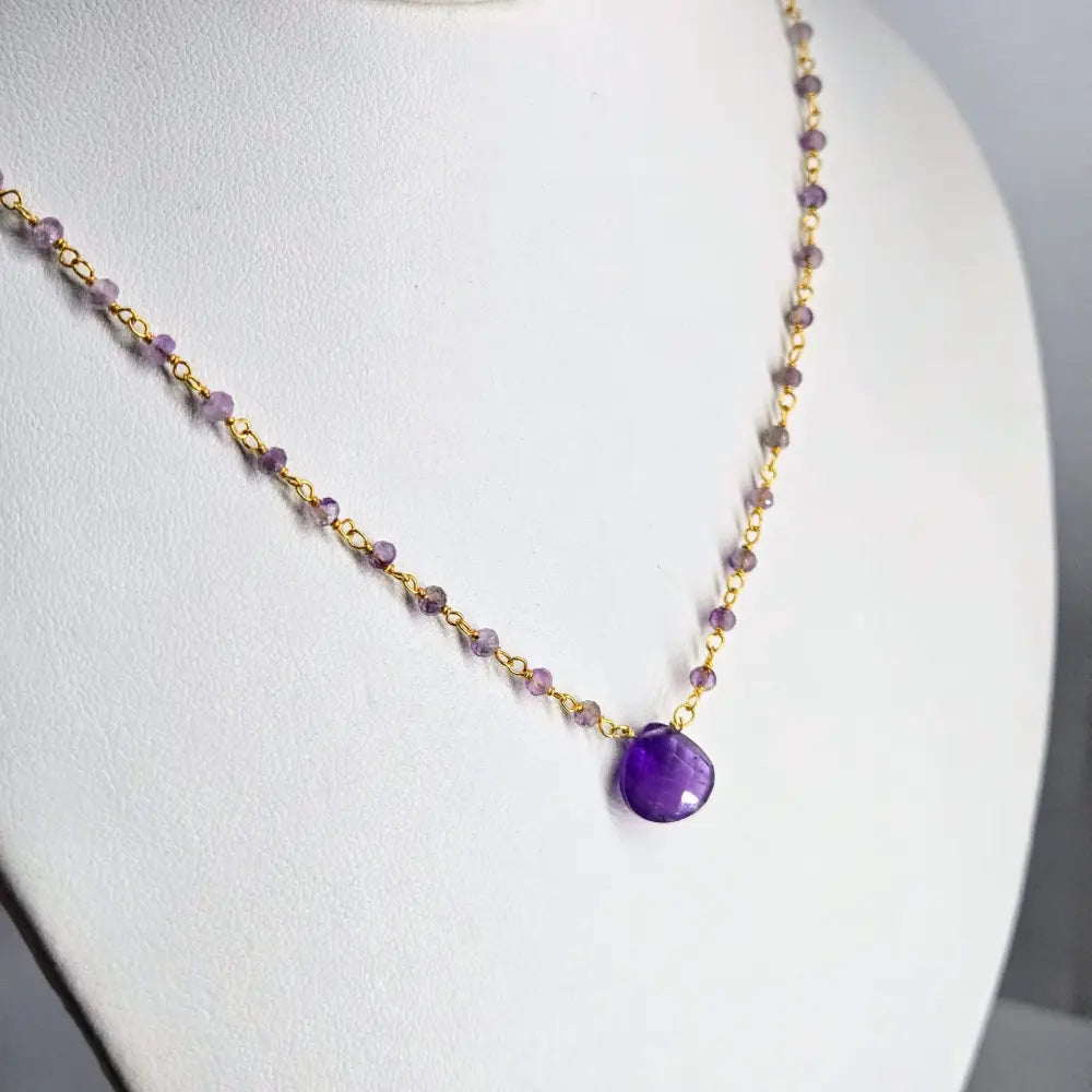 ?GEm Candies’ 16’’ - 18’’ Necklaces - Labradorite Amethyst or Garnet Gold-plated Brass - Necklace