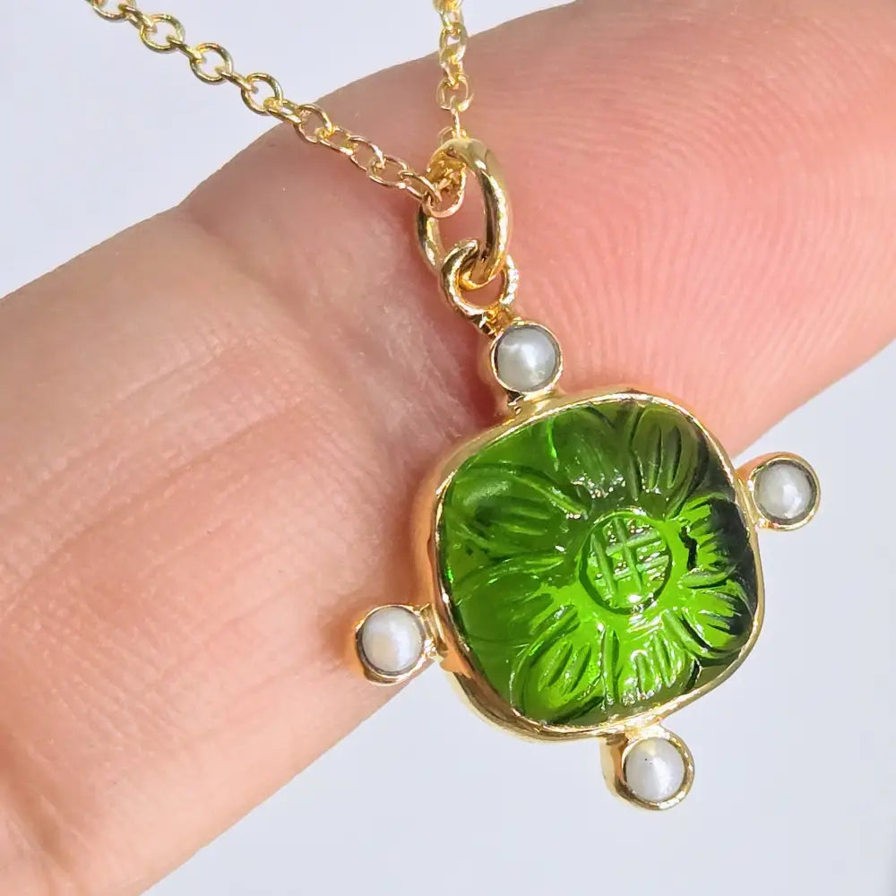 ?GEm Candy Flower’ Pendant Necklace - your Choice of Gems Petit Pearls 18k Gold Sterling