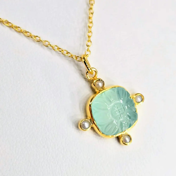?GEm Candy Flower’ Pendant Necklace - your Choice of Gems Petit Pearls 18k Gold Sterling