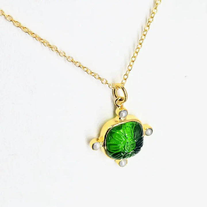 ?GEm Candy Flower’ Pendant Necklace - your Choice of Gems Petit Pearls 18k Gold Sterling