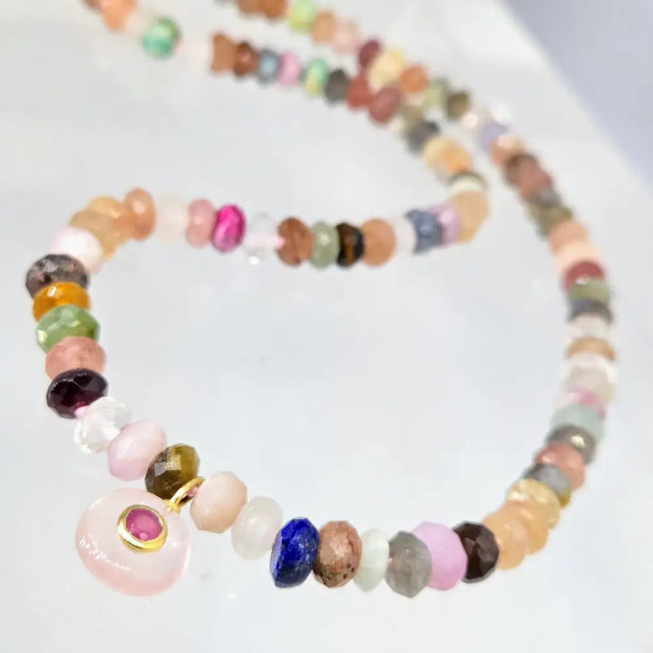 ?GEm Candy Necklace #40’’ 18’’ - 20’’ Pendant - Mixed Gems Sterling