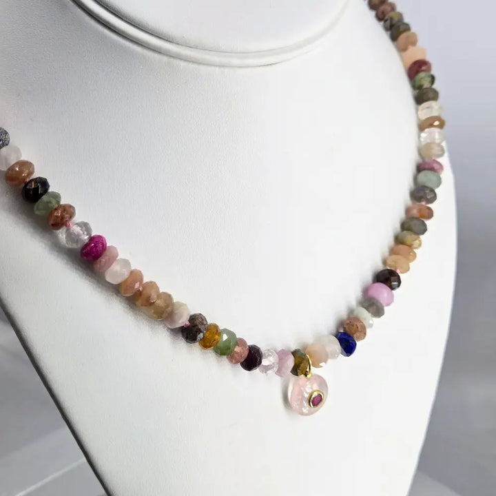 ?GEm Candy Necklace #40’’ 18’’ - 20’’ Pendant - Mixed Gems Sterling