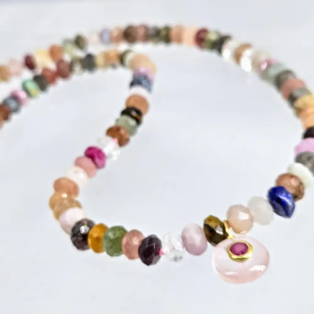 ?GEm Candy Necklace #40’’ 18’’ - 20’’ Pendant - Mixed Gems Sterling