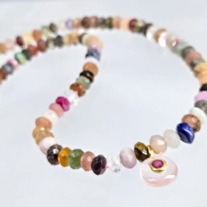 ?GEm Candy Necklace #40’’ 18’’ - 20’’ Pendant - Mixed Gems Sterling