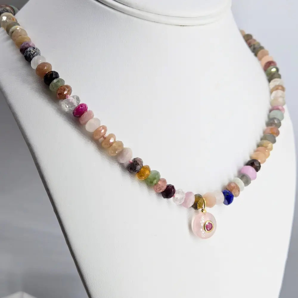 ?GEm Candy Necklace #40’’ 18’’ - 20’’ Pendant - Mixed Gems Sterling
