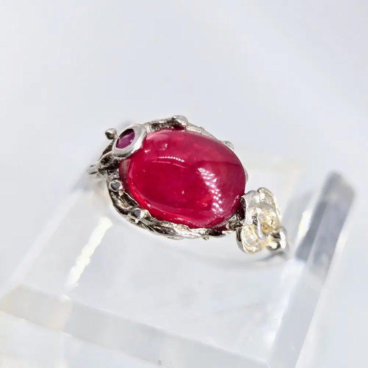?GEm Pop’ Rings - Ruby Anti-tarnish Sterling - Jelly Roll Sz 6.25 - Ring