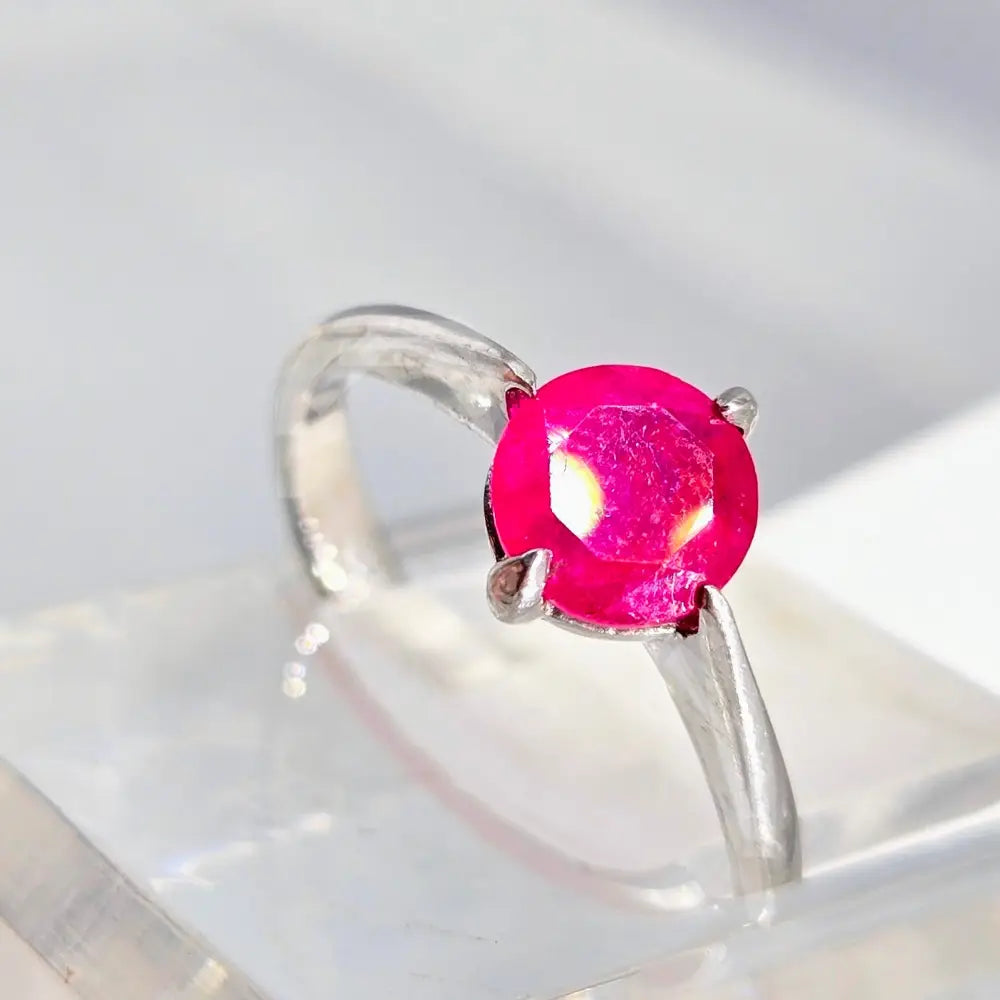 ?GEm Pop’ Rings - Ruby Anti-tarnish Sterling - Smooth Sz 7 - Ring