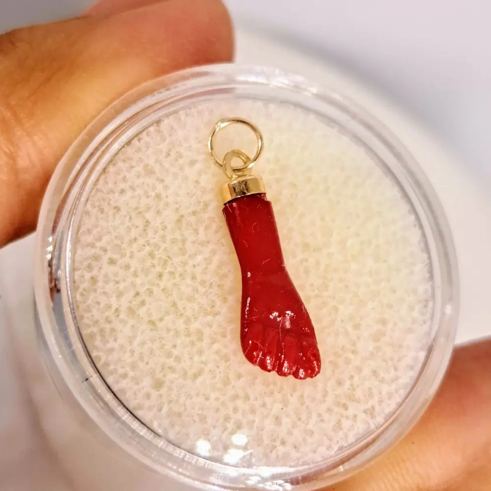Outlet ?Girl Power!’ 1’’ Figa Pendant Charm - Coral 14k Gold