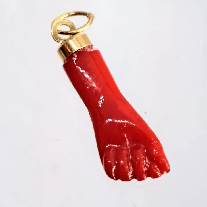Outlet ?Girl Power!’ 1’’ Figa Pendant Charm - Coral 14k Gold