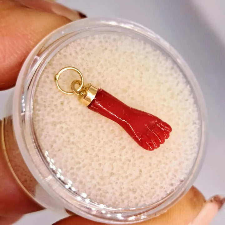 Outlet ?Girl Power!’ 1’’ Figa Pendant Charm - Coral 14k Gold