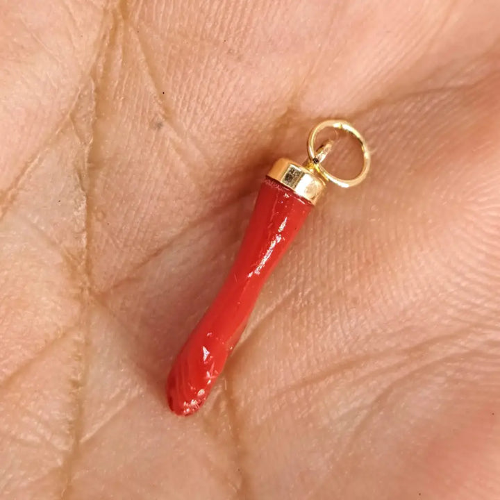 Outlet ?Girl Power!’ 1’’ Figa Pendant Charm - Coral 14k Gold