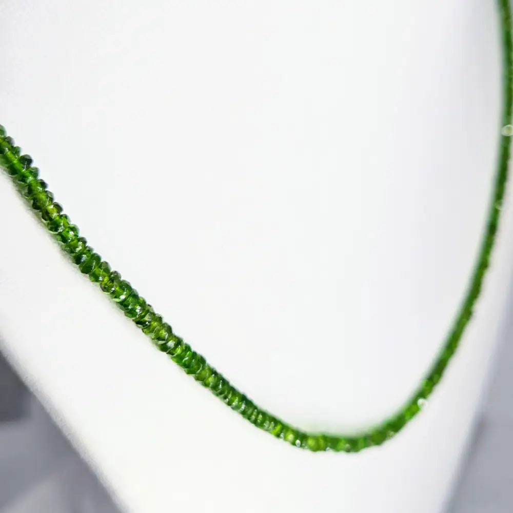 ?GOddess in Green Gem Strand’ 18’’ to 20’’ Necklace - Chrome Diopside Sterling