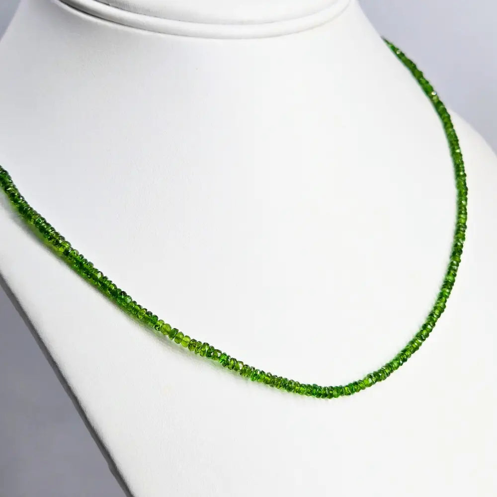 ?GOddess in Green Gem Strand’ 18’’ to 20’’ Necklace - Chrome Diopside Sterling
