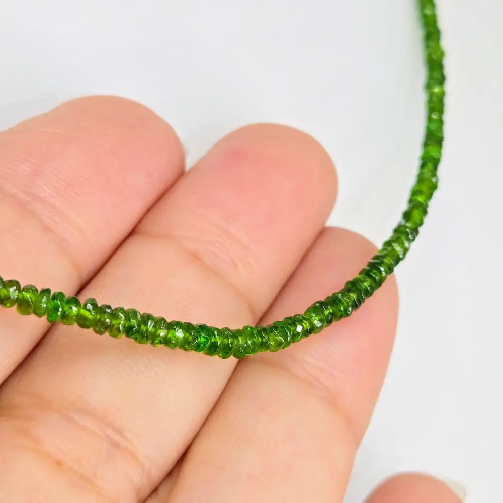 ?GOddess in Green Gem Strand’ 18’’ to 20’’ Necklace - Chrome Diopside Sterling