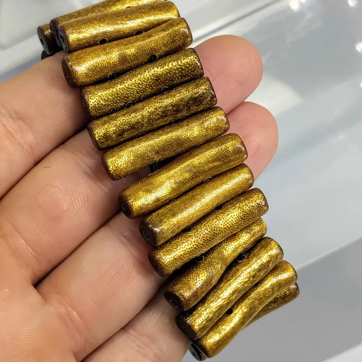 ?GOlden Ladder’ Bracelet - Natural Ethical Golden Coral Elastic