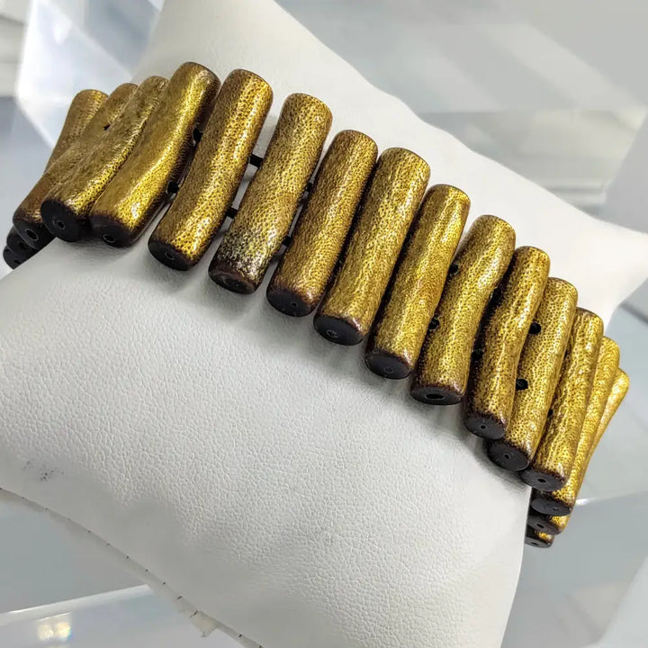 ?GOlden Ladder’ Bracelet - Natural Ethical Golden Coral Elastic