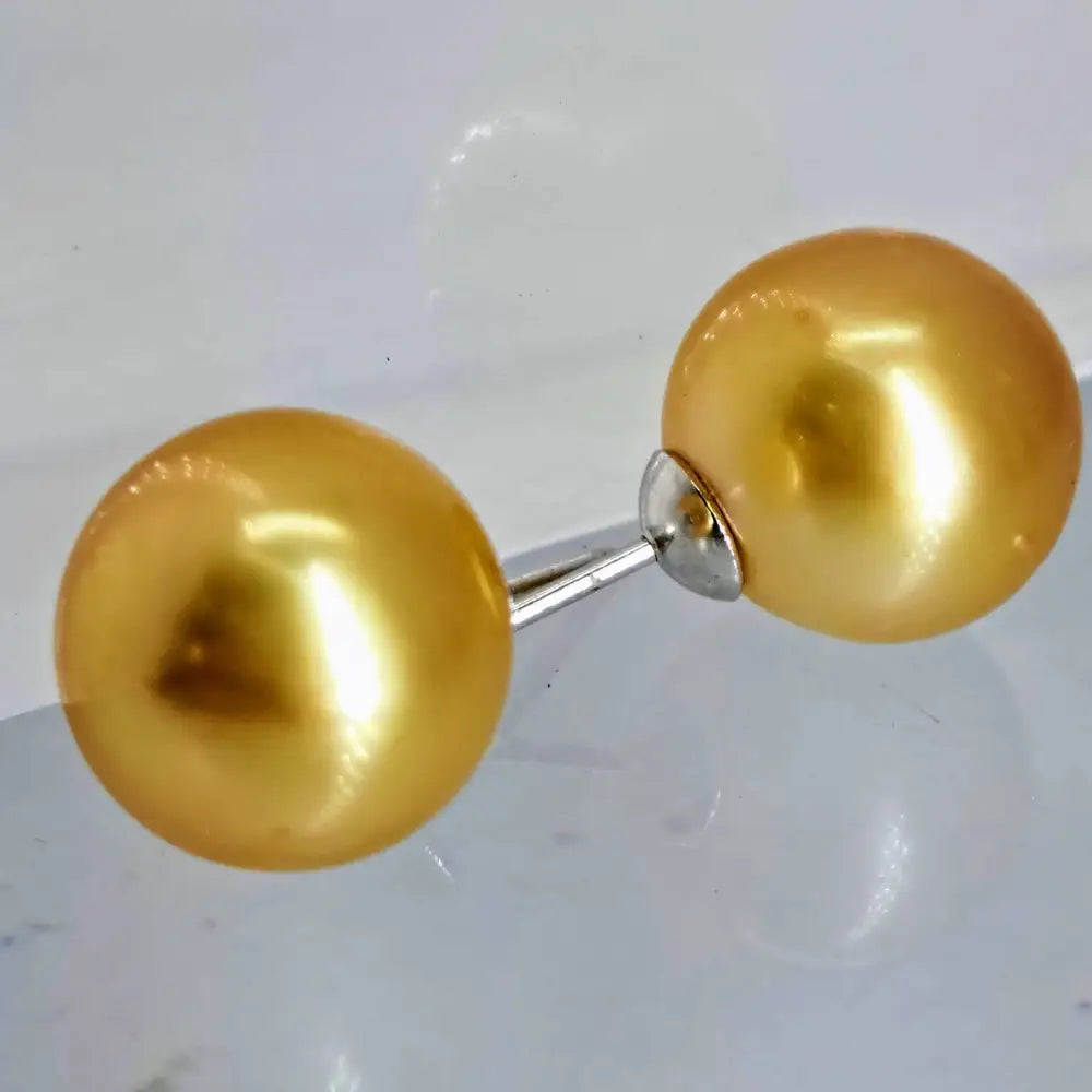 Outlet ?Goldens’ 13mm Stud Earrings - South Sea Golden Pearls (specialty Backs Included)