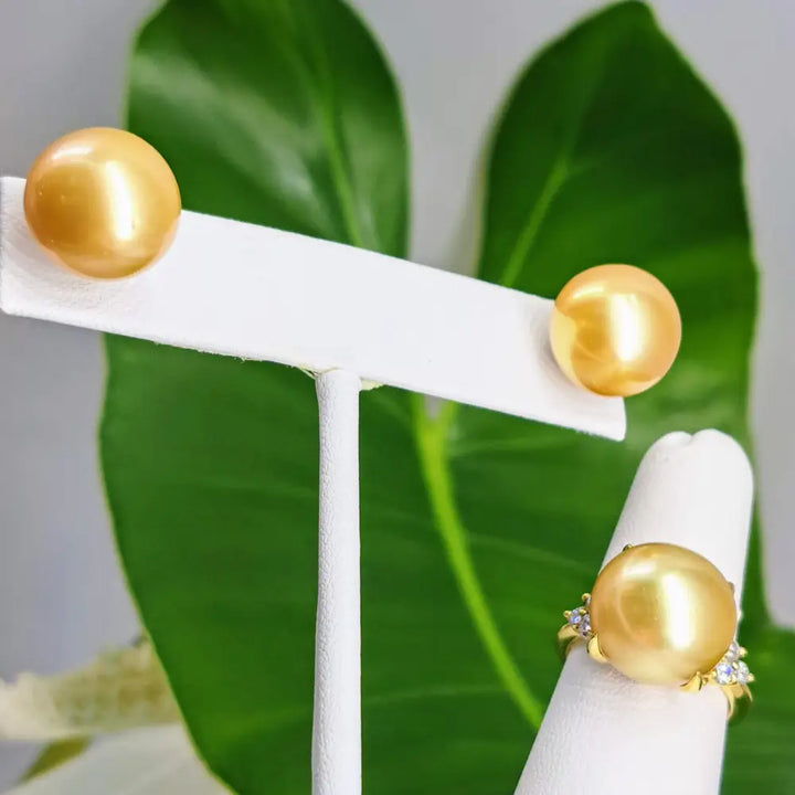 Outlet ?Goldens’ 13mm Stud Earrings - South Sea Golden Pearls (specialty Backs Included)