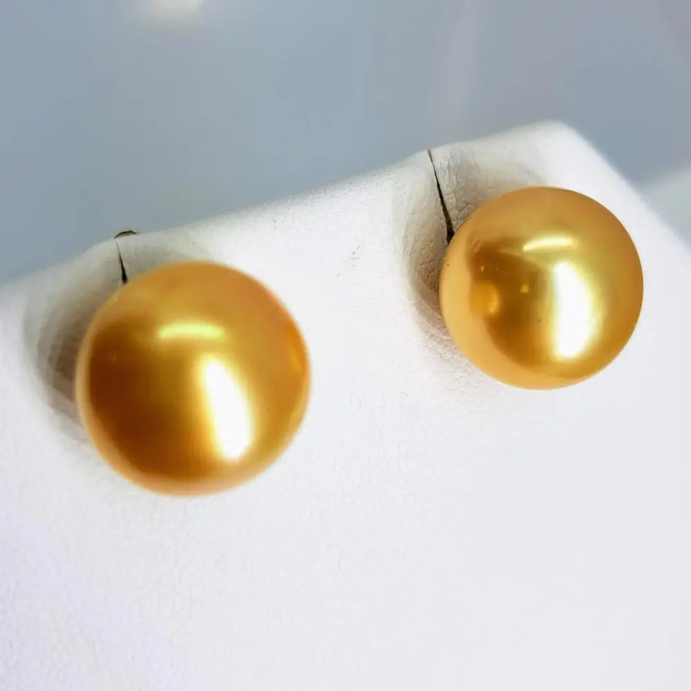 Outlet ?Goldens’ 13mm Stud Earrings - South Sea Golden Pearls (specialty Backs Included)