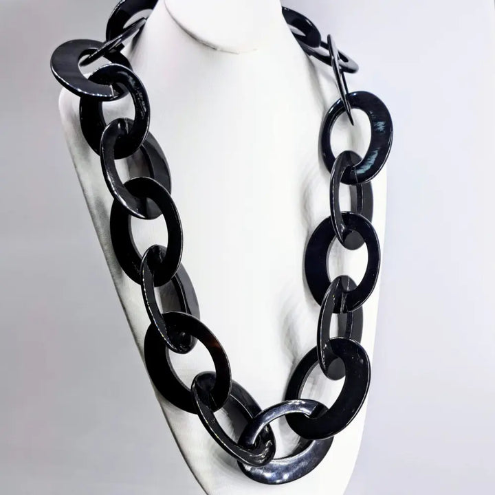 Outlet ?Googly Eyes’ Necklace - Carved Horn Links - Appx. 30’’