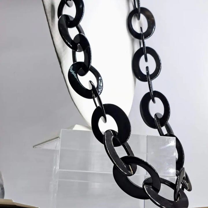 Outlet ?Googly Eyes’ Necklace - Carved Horn Links - Appx. 44’’