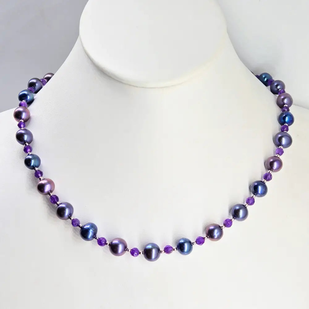 ?GRape Candy’ 16’’ - 18’’ Necklace - Amethyst Pearls Sterling
