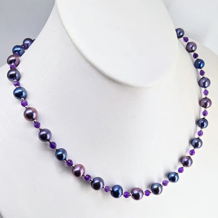 ?GRape Candy’ 16’’ - 18’’ Necklace - Amethyst Pearls Sterling