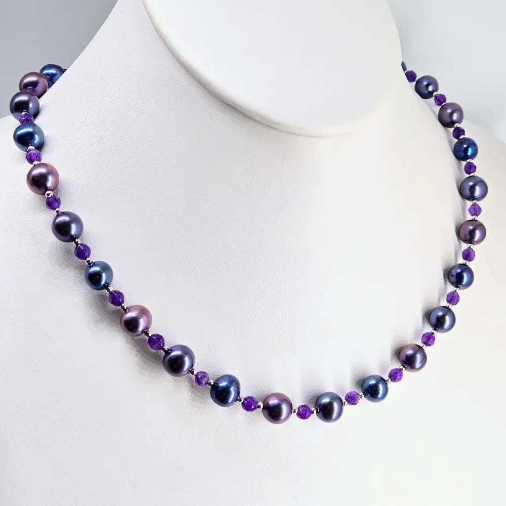 ?GRape Candy’ 16’’ - 18’’ Necklace - Amethyst Pearls Sterling