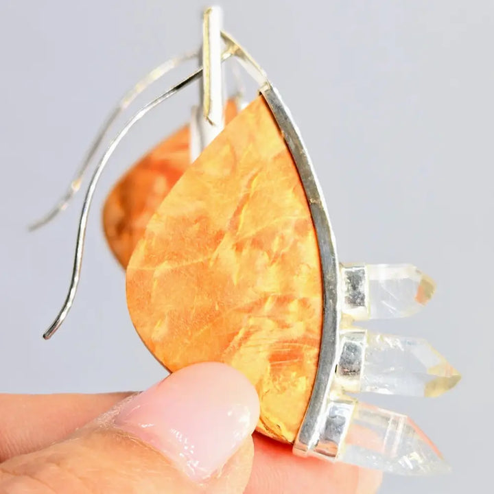 Outlet: ?Great Vibes’ 2.25’’ Earrings - Wood Cyrstals Sterling