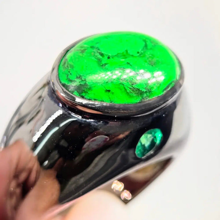 ?GReen Giant!’ Sz 11.5 Ring - Maw Sit Emerald Black Sterling