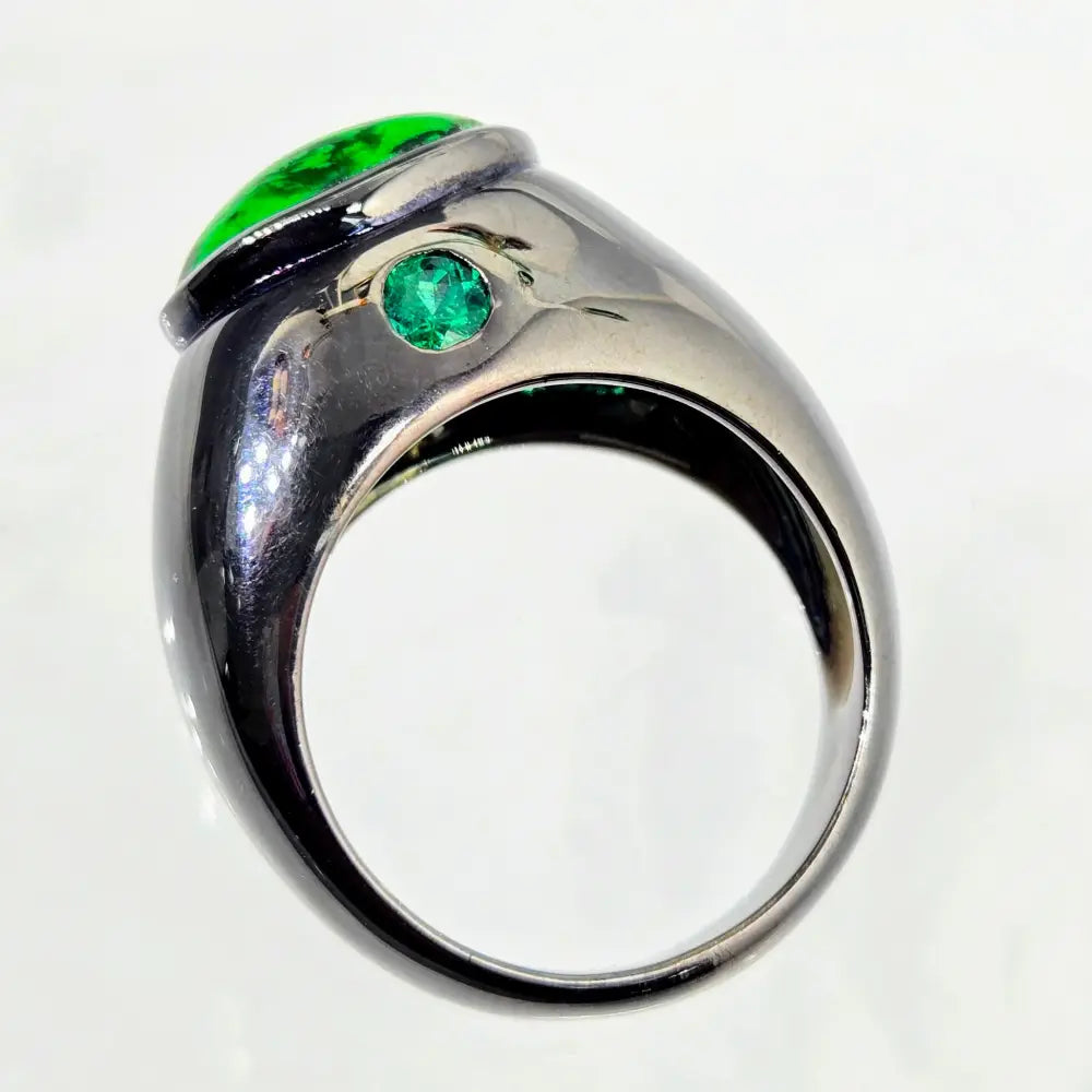?GReen Giant!’ Sz 11.5 Ring - Maw Sit Emerald Black Sterling