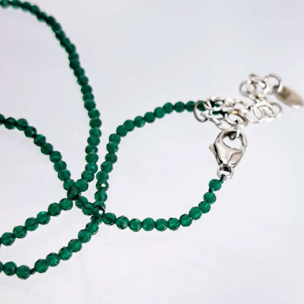 ?GReen Sparkle’ 16’’ - 18’’ Necklace - Onyx Sterling