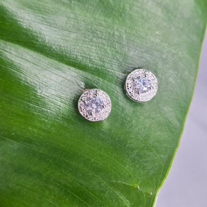 "Halo" Brilliant Cut Moissanite Stud Earrings – view 3