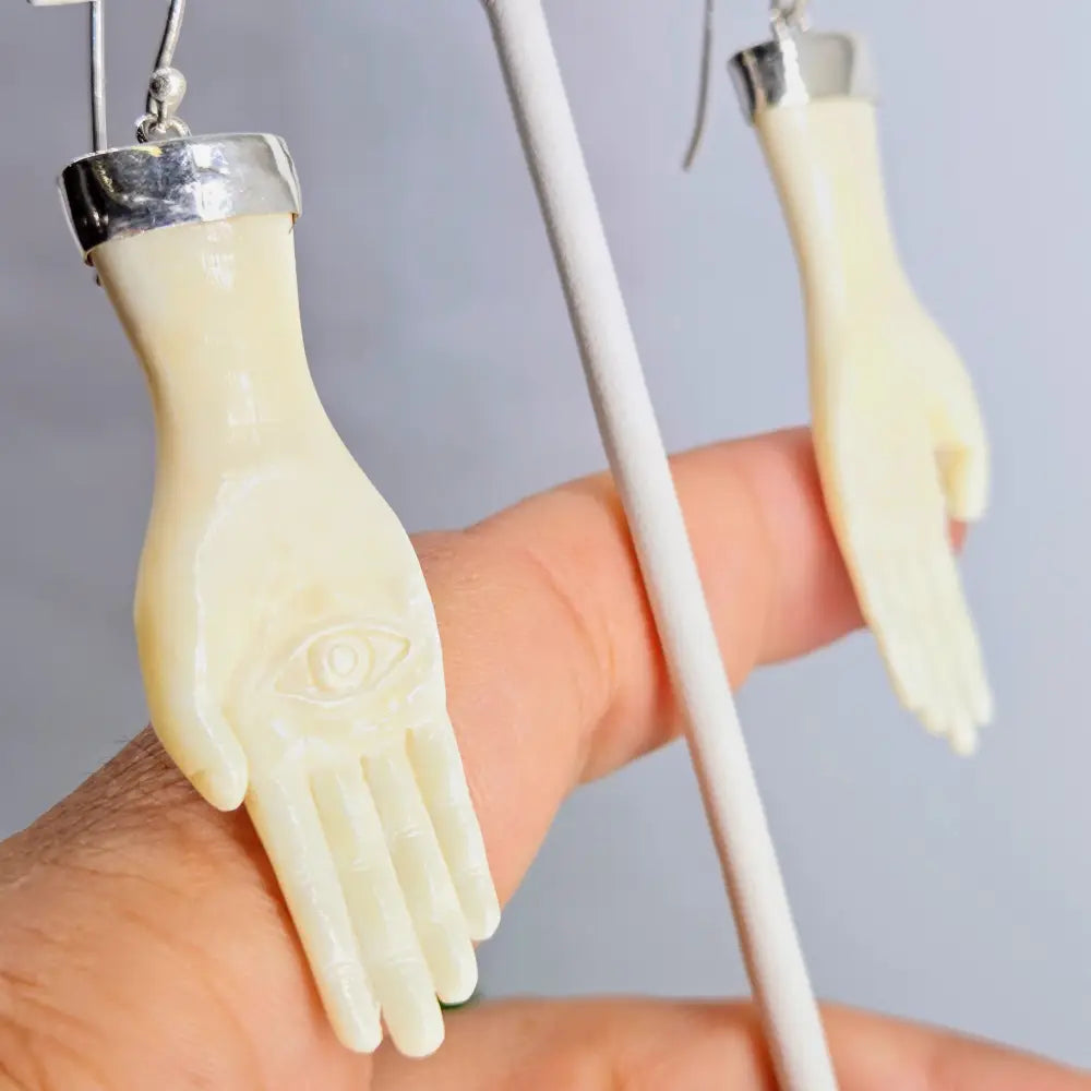 ?HAnds of Fatima’ 2.75’’ Earrings - Ethical Bone Sterling